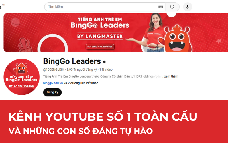 KÊNH YOUTUBE BINGGO LEADERS XẾP HẠNG SỐ 1 TOÀN CẦU VÀ NHỮNG CON SỐ ĐÁNG TỰ HÀO