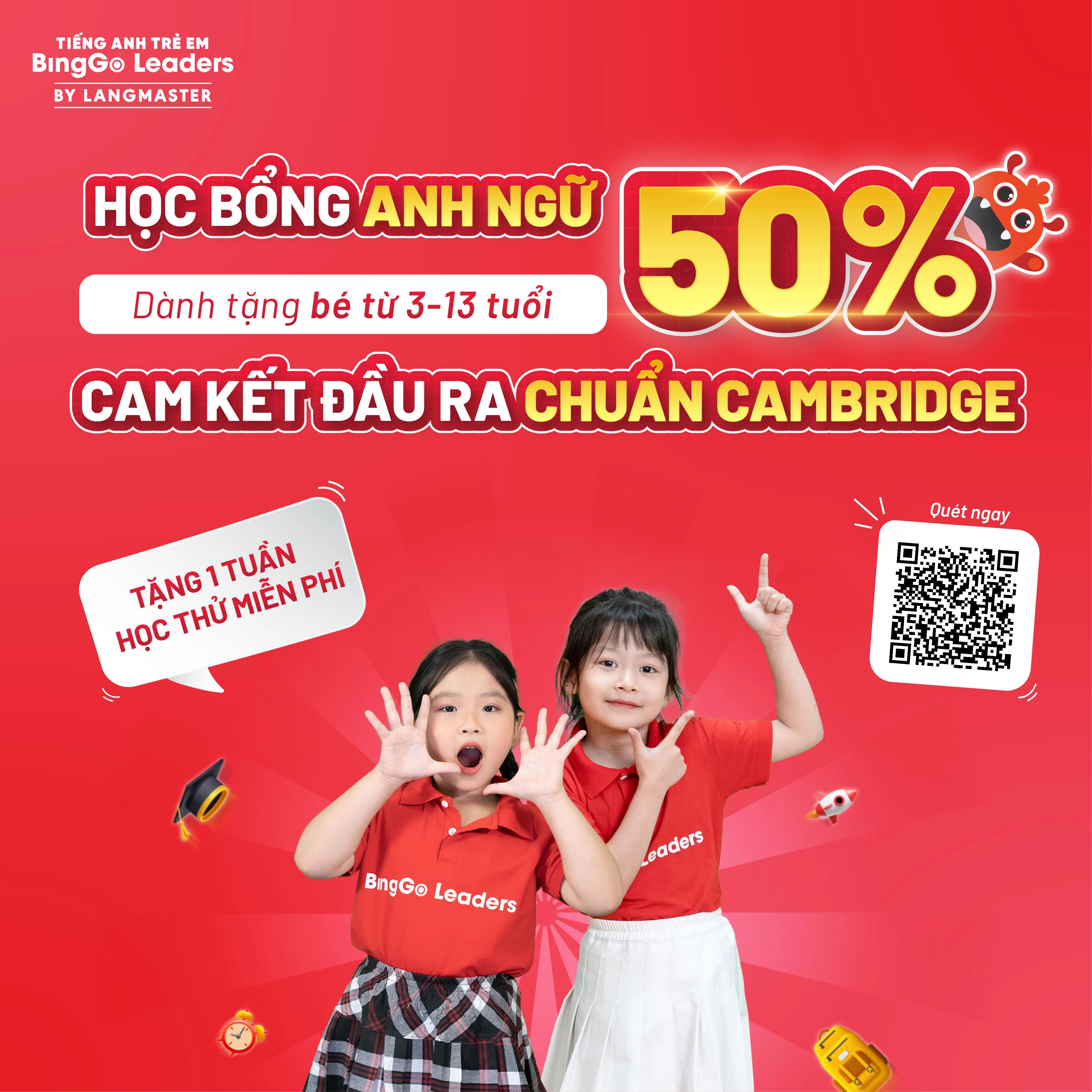 CHÀO THÁNG 12: BINGGO LEADERS TẶNG BÉ HỌC BỔNG LÊN ĐẾN 50%