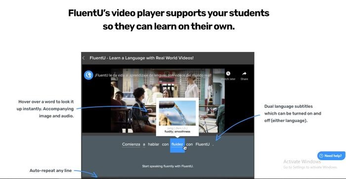 FluentU- giao diện video thực tế