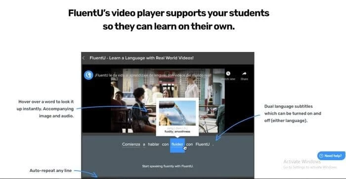 FluentU - giao diện video thực tế
