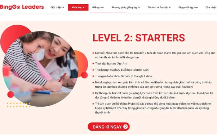 Khóa học Starters dành cho trẻ lớp 1 tại BingGo Leaders