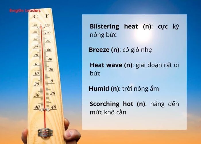 Bộ từ vựng miêu tả thời tiết trong kỳ nghỉ hè bằng tiếng Anh