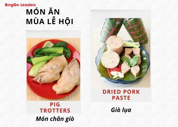 Chân giò và giò lụa là hai món ăn không thể thiếu trong lễ hội tại Việt Nam