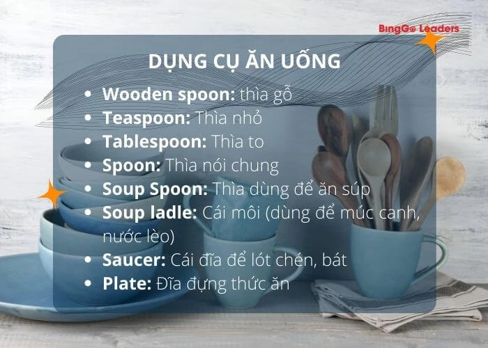 Từ vựng chỉ dụng cụ ăn uống trong nhà bếp bằng tiếng Anh (phần 1)