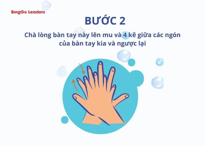 6 bước rửa tay cho trẻ mầm non (Bước 2)
