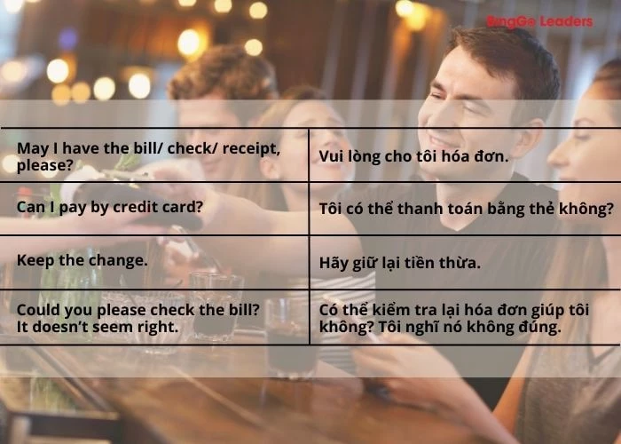 Cách giao tiếp tiếng Anh khi thanh toán sau bữa ăn tại nhà hàng