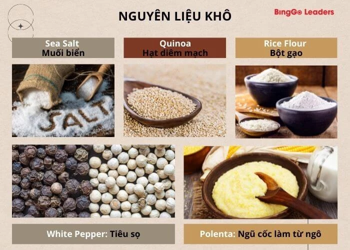 Những nguyên liệu chế biến món ăn dạng khô trong tiếng Anh (Phần 2)