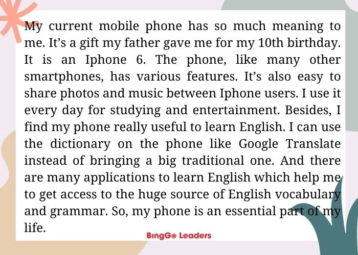 Bài văn mẫu viết về chiếc điện thoại bằng tiếng Anh