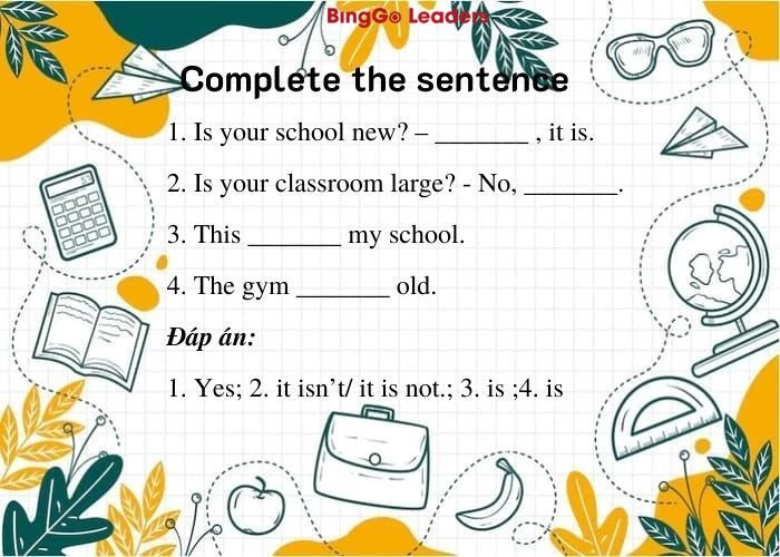 Bài tập mẫu hoàn thành câu