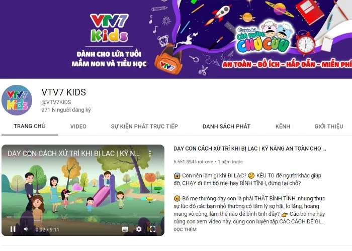 Kênh YouTube của VTV7 mà bố mẹ có thể tìm kiếm