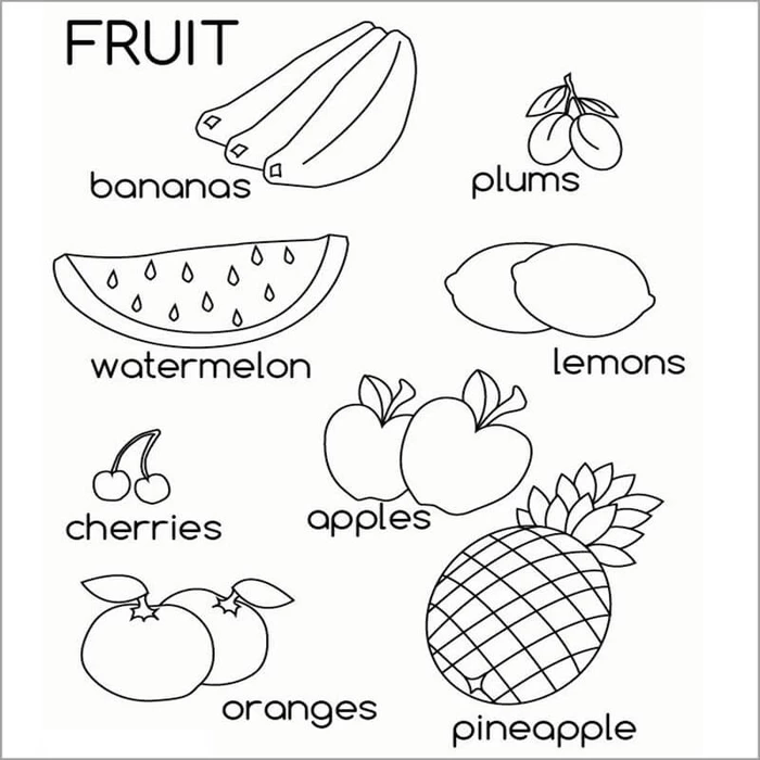 Bộ sách tô màu cho bé tiếng Anh chủ đề hoa quả