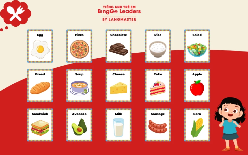 Dùng flashcard để giúp bé ghi nhớ các món ăn