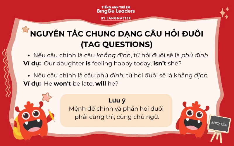 Nguyên tắc chung dạng câu hỏi đuôi (Tag Questions)