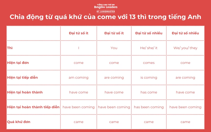 Các thì để chia quá khứ của come - Hình 4