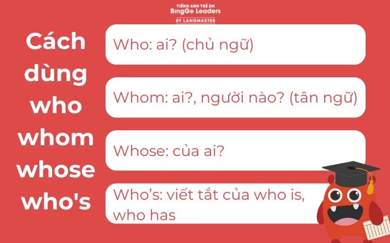 Dùng who whom whose who's như thế nào?