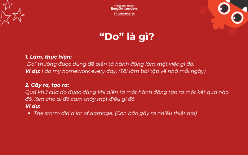 Động từ do và quá khứ của do trong tiếng Anh