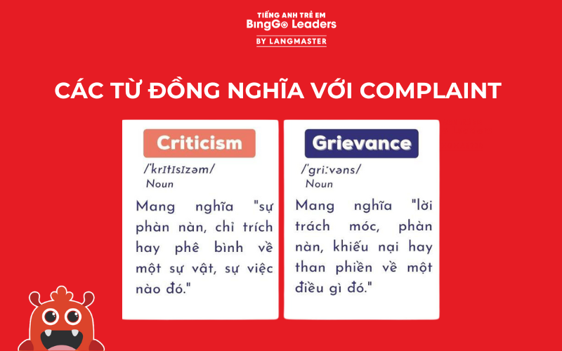 Các từ đồng nghĩa với complaint trong tiếng Anh