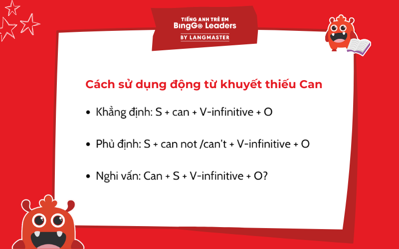 Cấu trúc thường dùng với động từ khuyết thiếu can