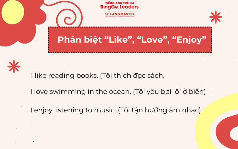 Phân biệt Like, Love, Enjoy