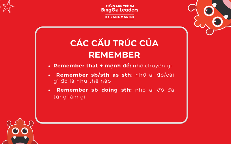 Cấu trúc và cách dùng của remember