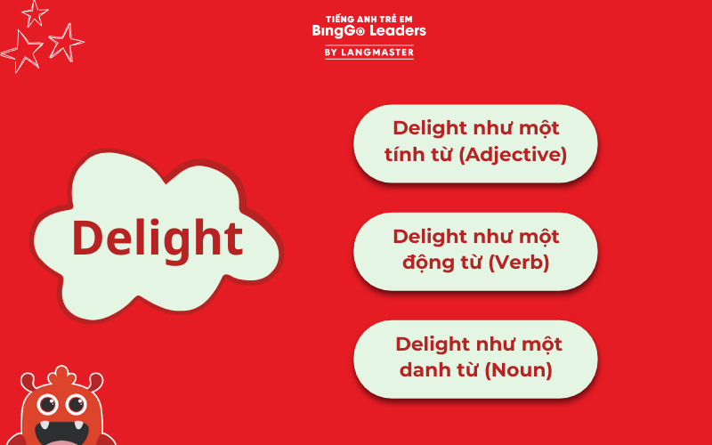 Chức năng của “delight” trong câu