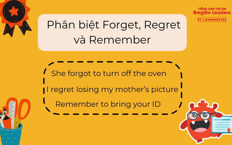 Phân biệt Forget, Regret và Remember