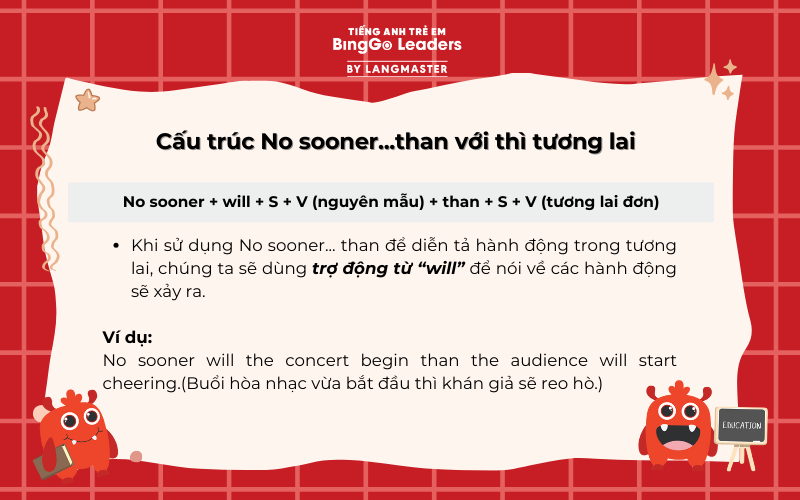 Cấu trúc No sooner than