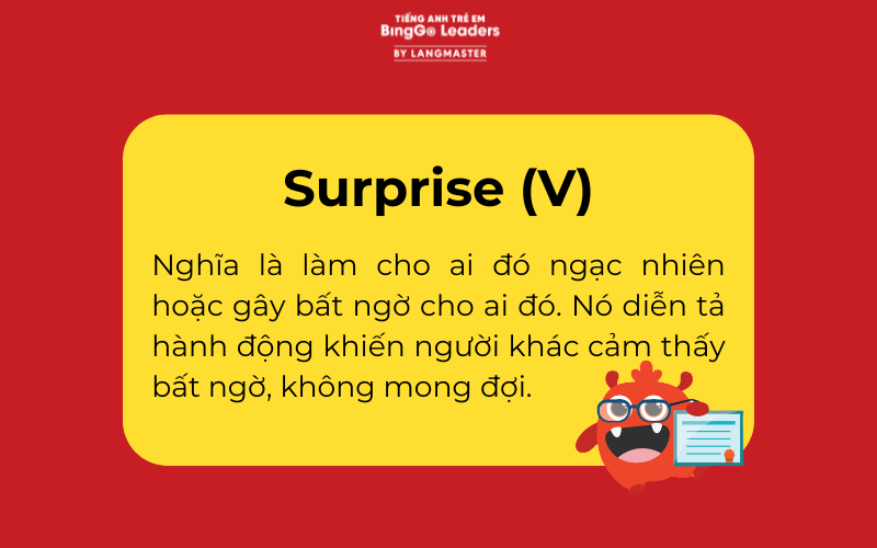 Khái niệm về động từ surprise