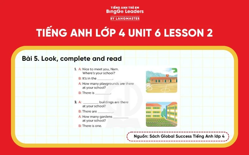 Bài tập số 5 tiếng Anh lớp 4 Unit 6 Lesson 2