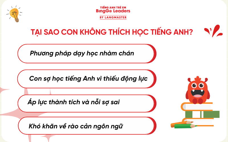 Lý do con không thích học tiếng Anh