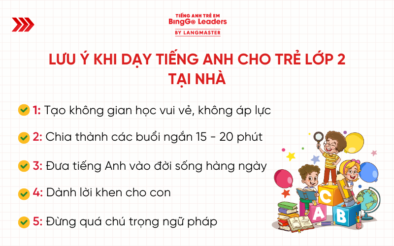 Lưu ý khi dạy tiếng Anh cho trẻ lớp 2