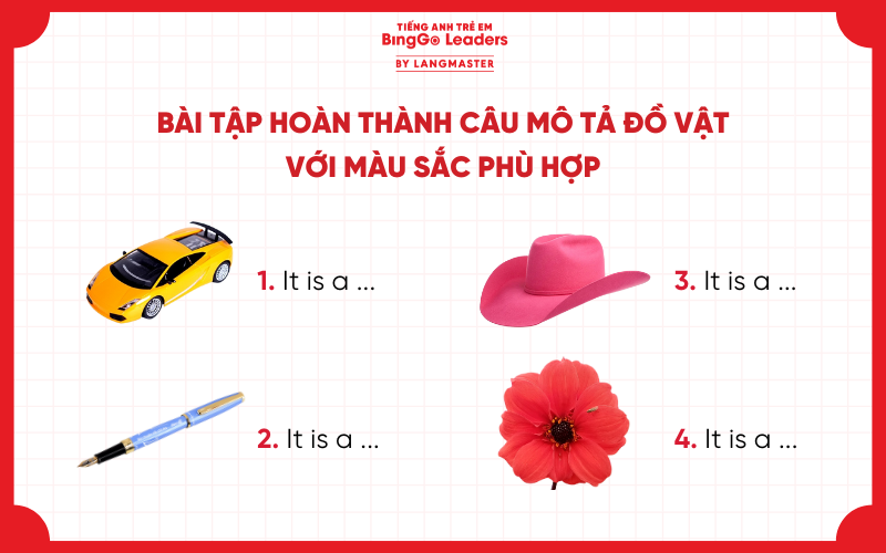 Bài tập ngữ pháp tiếng Anh lớp 1 về mô tả màu sắc