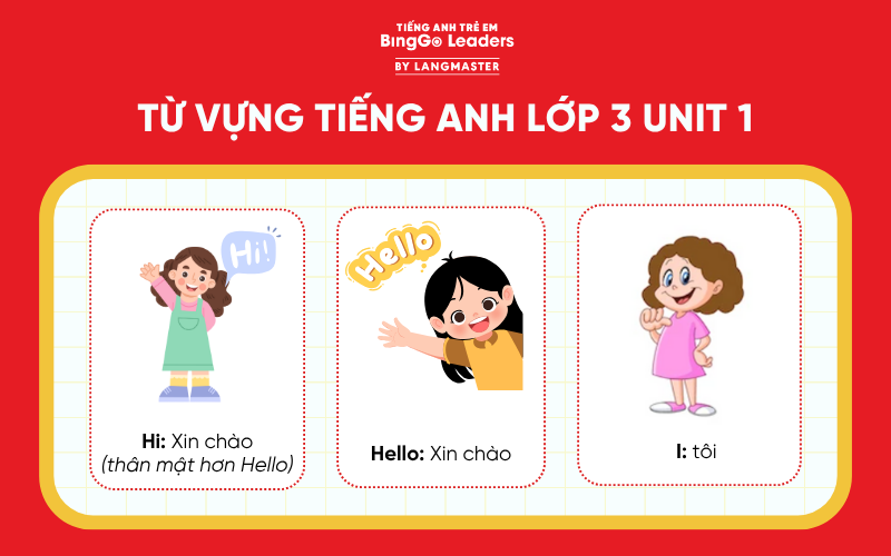 Từ vựng tiếng Anh lớp 3 Unit 1 Lesson 1
