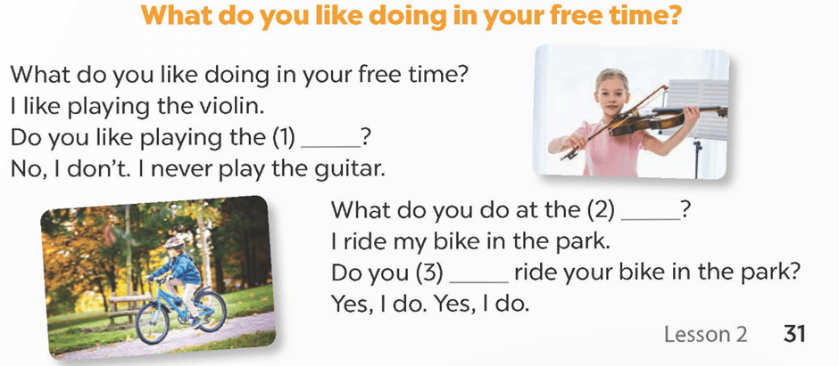 Bài tập số 6 tiếng Anh lớp 5 Unit 4 Lesson 2