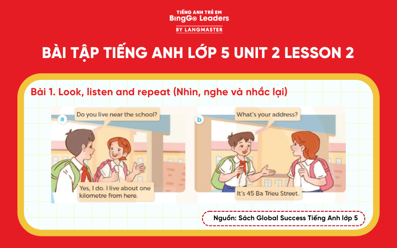 Bài tập tiếng Anh lớp 5 Unit 2 Lesson 2 Global Success