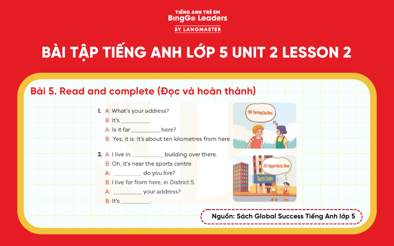 Bài tập 5 tiếng Anh lớp 5 Unit 2 Lesson 2 Global Success