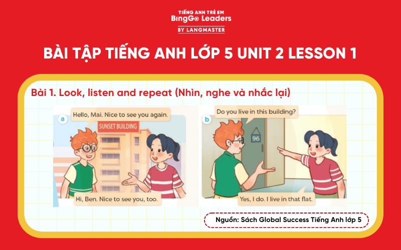 Bài tập tiếng Anh lớp 5 Unit 2 Lesson 1