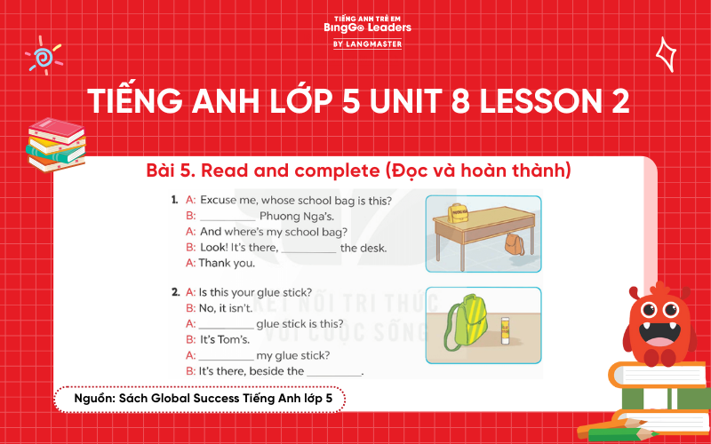Bài tập 5 tiếng Anh lớp 5 Unit 8 Lesson 2 sách Global Success