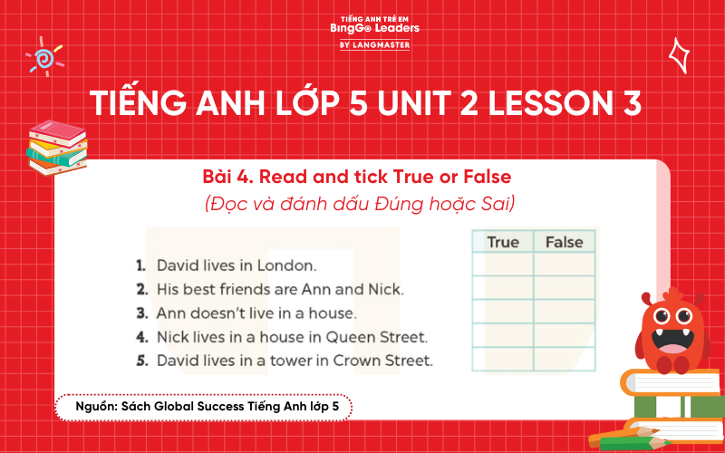 Bài tập 4 chương trình tiếng Anh lớp 5 Unit 2 Lesson 3 Global Success