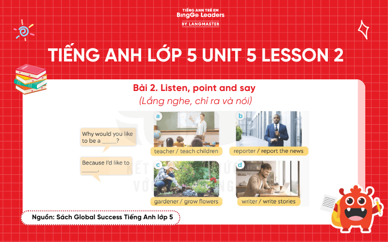 Bài tập số 2 chương trình tiếng Anh lớp 5 Unit 5 Lesson 2 sách Global Success