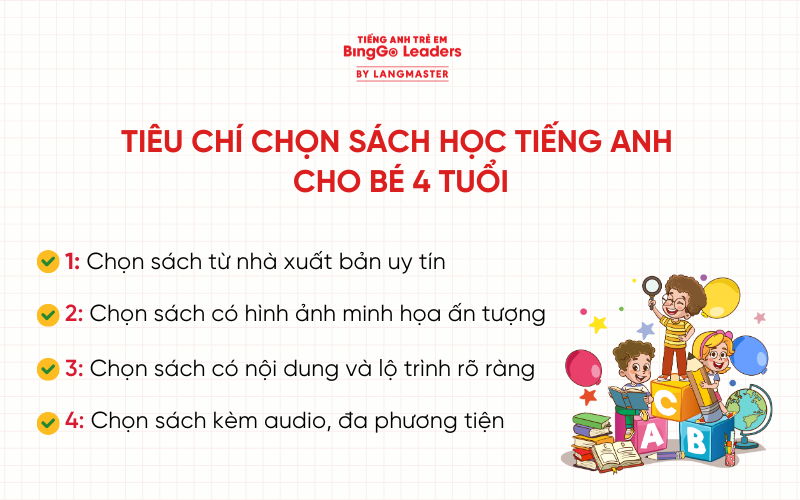 Tiêu chí chọn sách học tiếng Anh cho bé 4 tuổi