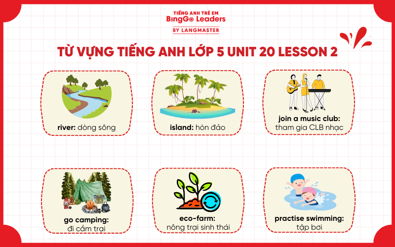 Từ vựng trọng tâm Tiếng Anh lớp 5 Unit 20 Lesson 2 sách Global Success