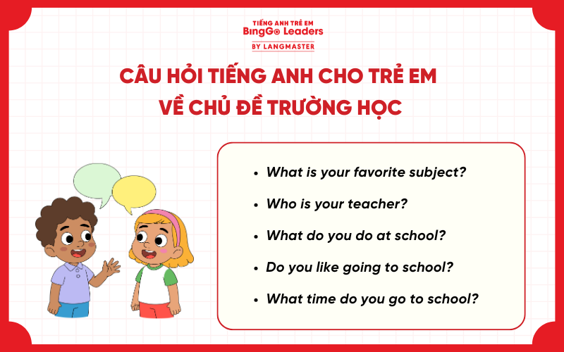 Câu hỏi tiếng Anh cho trẻ em về chủ đề trường học 