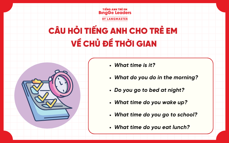 Câu hỏi tiếng Anh cho trẻ em chủ đề thời gian