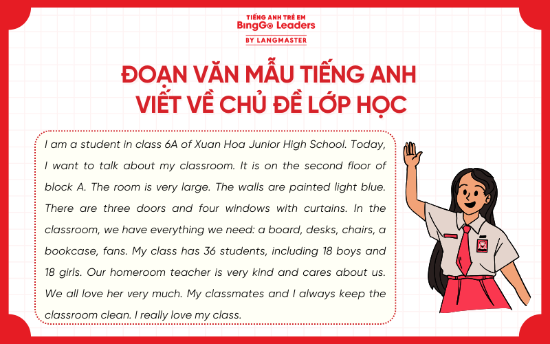 Đoạn văn mẫu viết về chủ đề lớp học bằng tiếng Anh