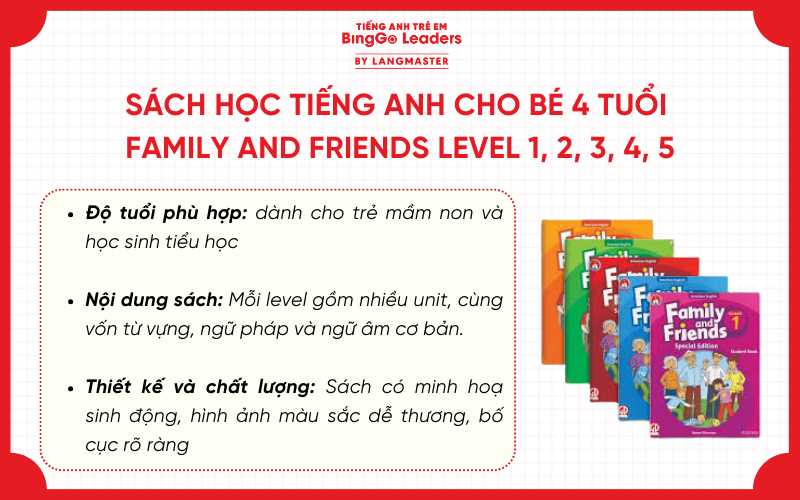 Sách học tiếng Anh cho bé 4 tuổi Family and Friends Level 1,2,3,4,5