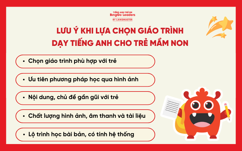 Lưu ý khi lựa chọn giáo trình tiếng Anh cho trẻ mầm non