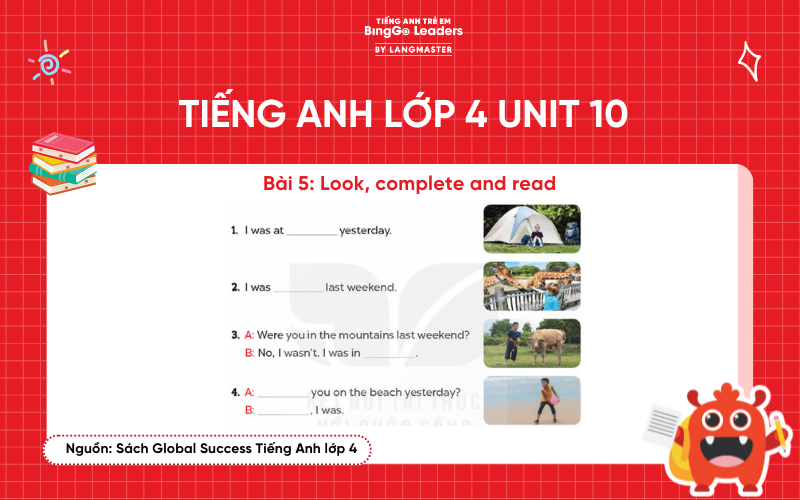 Bài tập số 5 tiếng Anh lớp 4 Unit 10 Lesson 1 Global Success