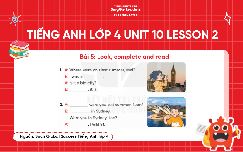 Bài tập số 5 tiếng Anh lớp 4 Unit 10 Lesson 2 Global Success