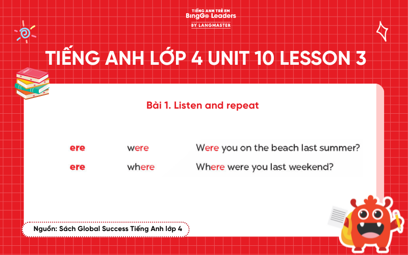 Bài tập số 1 tiếng Anh lớp 4 Unit 10 Lesson 3 Global Success